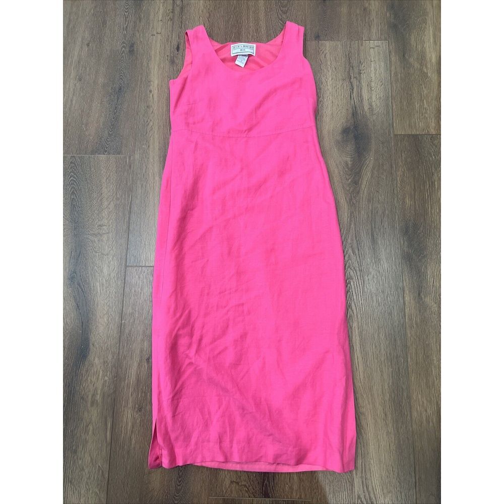 Jessica Howard Dress Women's Size 4P Pink Linen Blend Sleeveless Barbie